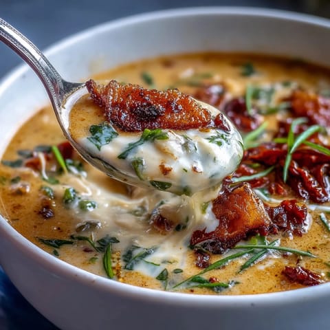 A bowl of creamy Tuscan white bean soup garnished with fresh basil and crispy pancetta.