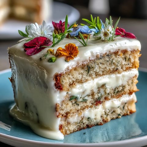 Elegant spring cake with lemon curd and pressed edible flowers, perfect for seasonal celebrations.  