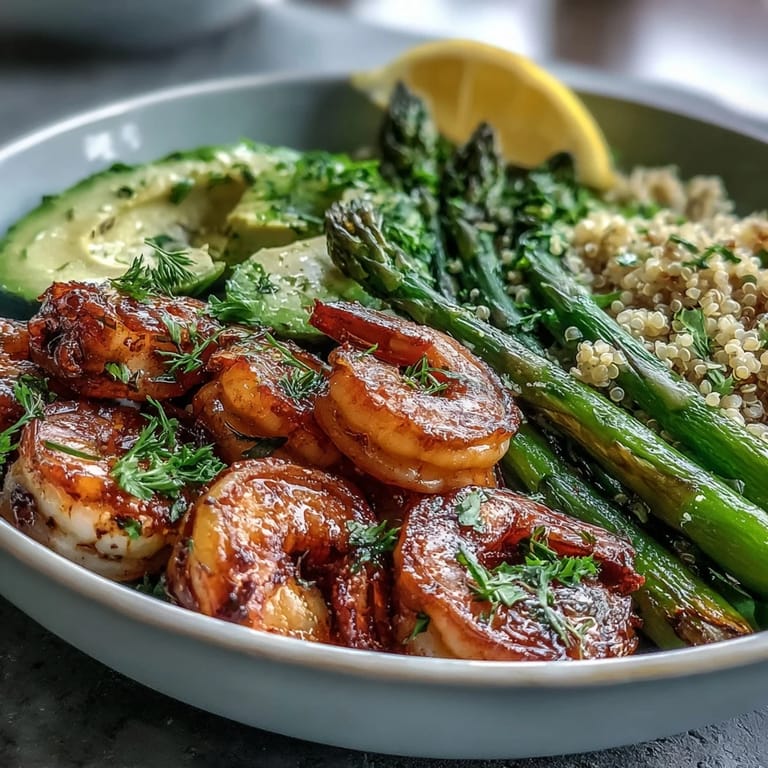 Delicious Detox Buddha Bowl loaded with fresh vegetables, protein-rich shrimp, and wholesome quinoa.