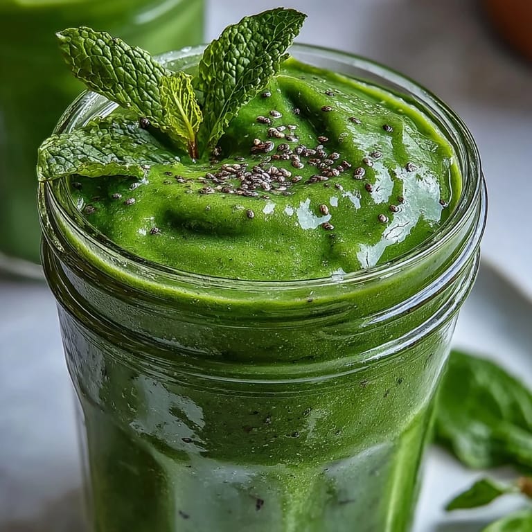 Bright Green Detox Smoothie, perfectly blended for a nutritious morning boost.