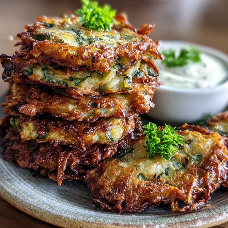 Close-up of golden Cabbage Fritters With Dipping Sauce showing tender cabbage and carrot flecks, ready to eat.