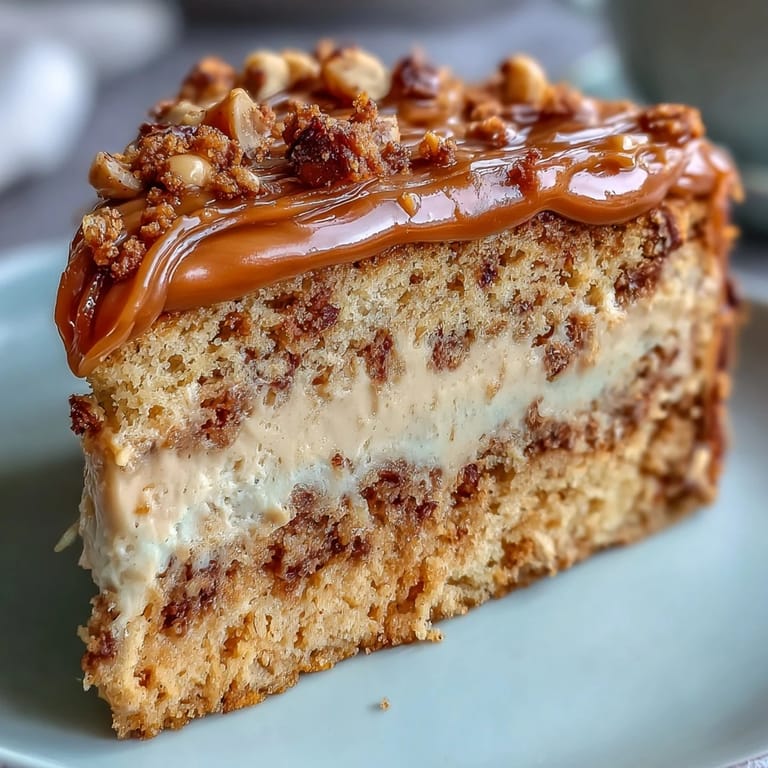 A thick slice of Decadent Baked Biscoff Cake with Creamy Lotus Frosting, revealing a tender crumb and silky frosting on a ceramic plate.