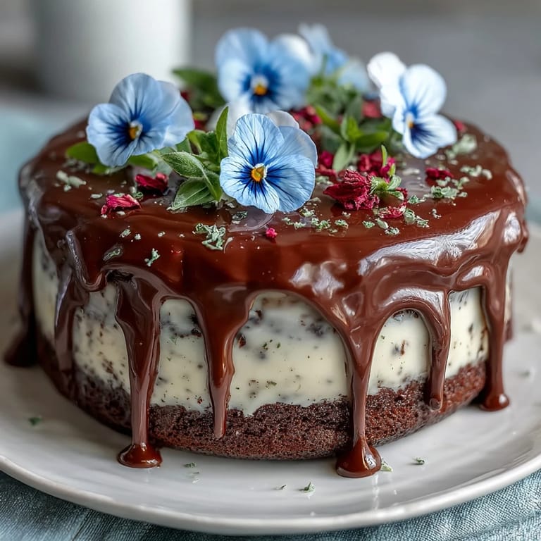 Stunning Spring Floral Drip Cake with Lemon Frosting, topped with fresh edible blooms and a delicate white chocolate drip.
