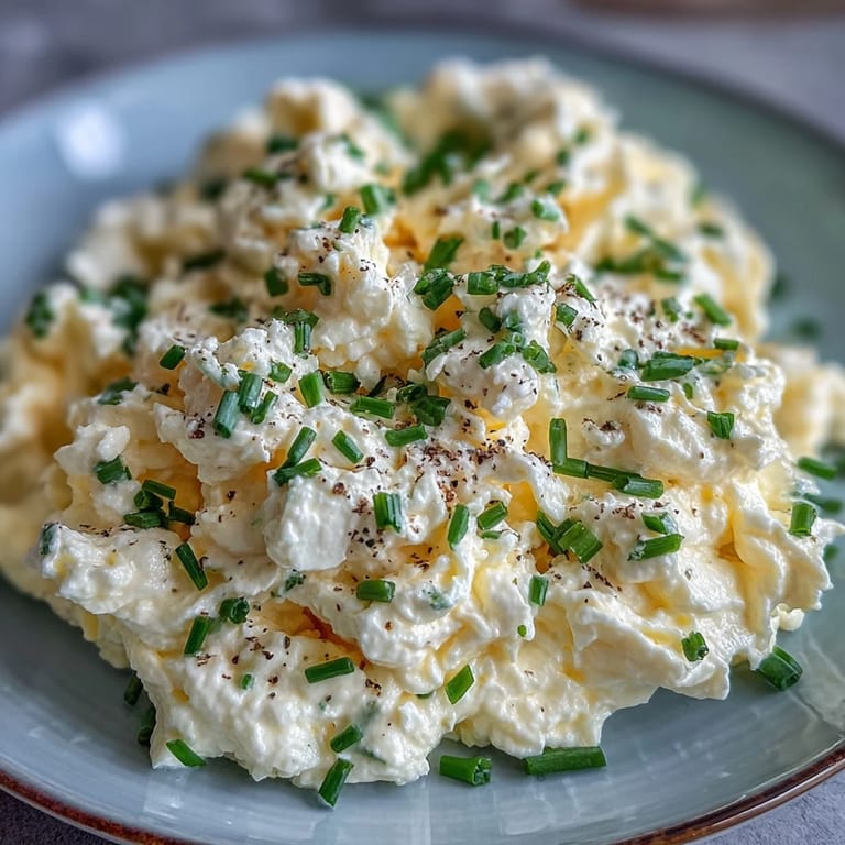 Fluffy Protein-Packed Cottage Cheese Scrambled Eggs ready for a healthy breakfast.