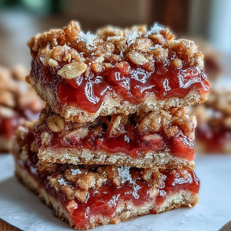 Buttery, crumbly strawberry rhubarb bars perfect for a summer picnic.