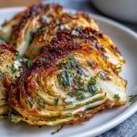 Roasted Garlic Parmesan Cabbage Wedges with crispy, golden-brown edges and a savory, cheesy crust.